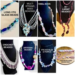 Lot of Eight Vintage Beaded Necklaces Estate